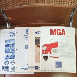 Collection of 4 Vintage British Car Parts Catalogs, MGA. MGB, Moss